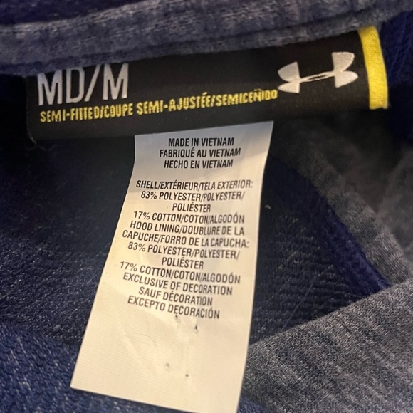 Under Armour crop Womens hoodie Sz medium semi fitted blue pocket drawstring - Picture 5 of 6